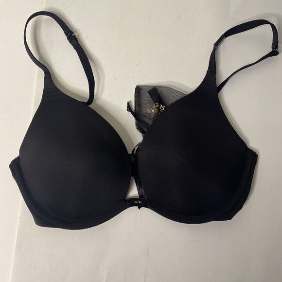 Victoria Secret Black PushUp Bra Size 32D Extra Strap Lightly Padded NEW - Picture 9 of 10